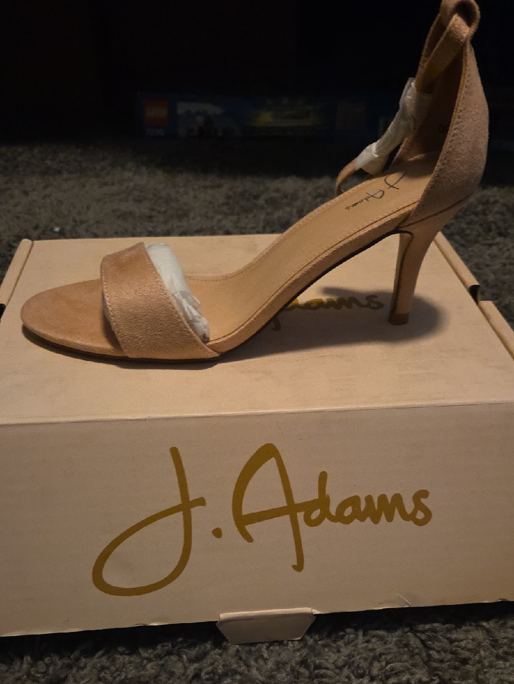 Adams Beige Suede Ankle-Strap Stiletto Sandal